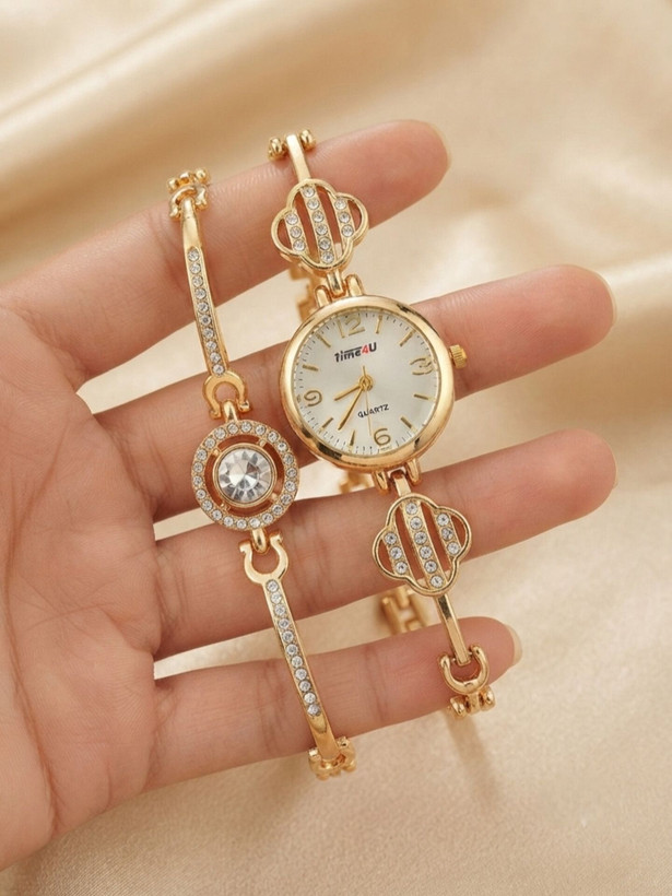 کد 2970 ساعت زنانه ست دستبندی برند TIME4U ✅ باکیفیت ( سفارشی ) ✅ ضد آب ( واشر دار ) ست دستبند طراحی خاص، زیبا ظریف قفل دستبندی موتور کوارتز 