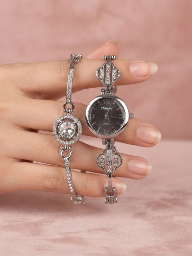 کد 2970 ساعت زنانه ست دستبندی برند TIME4U ✅ باکیفیت ( سفارشی ) ✅ ضد آب ( واشر دار ) ست دستبند طراحی خاص، زیبا ظریف قفل دستبندی موتور کوارتز 