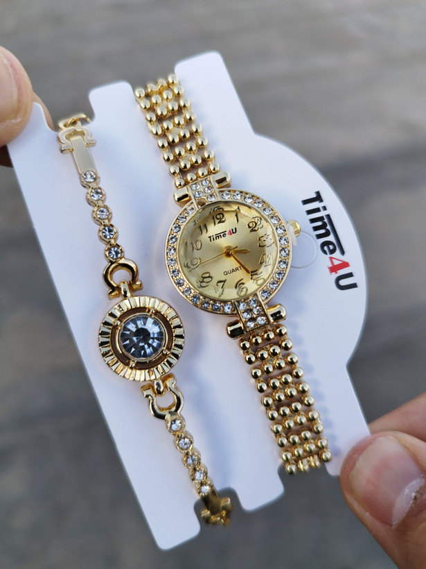 کد 2970 ساعت زنانه ست دستبندی برند TIME4U ✅ باکیفیت ( سفارشی ) ✅ ضد آب ( واشر دار ) ست دستبند طراحی خاص، زیبا ظریف قفل دستبندی موتور کوارتز 