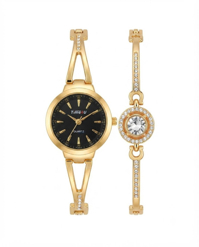کد 2970 ساعت زنانه ست دستبندی برند TIME4U ✅ باکیفیت ( سفارشی ) ✅ ضد آب ( واشر دار ) ست دستبند طراحی خاص، زیبا ظریف قفل دستبندی موتور کوارتز 