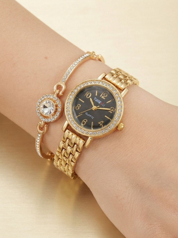 کد 2970 ساعت زنانه ست دستبندی برند TIME4U ✅ باکیفیت ( سفارشی ) ✅ ضد آب ( واشر دار ) ست دستبند طراحی خاص، زیبا ظریف قفل دستبندی موتور کوارتز 