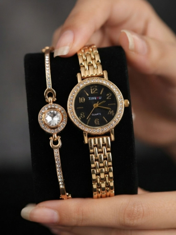 کد 2970 ساعت زنانه ست دستبندی برند TIME4U ✅ باکیفیت ( سفارشی ) ✅ ضد آب ( واشر دار ) ست دستبند طراحی خاص، زیبا ظریف قفل دستبندی موتور کوارتز 
