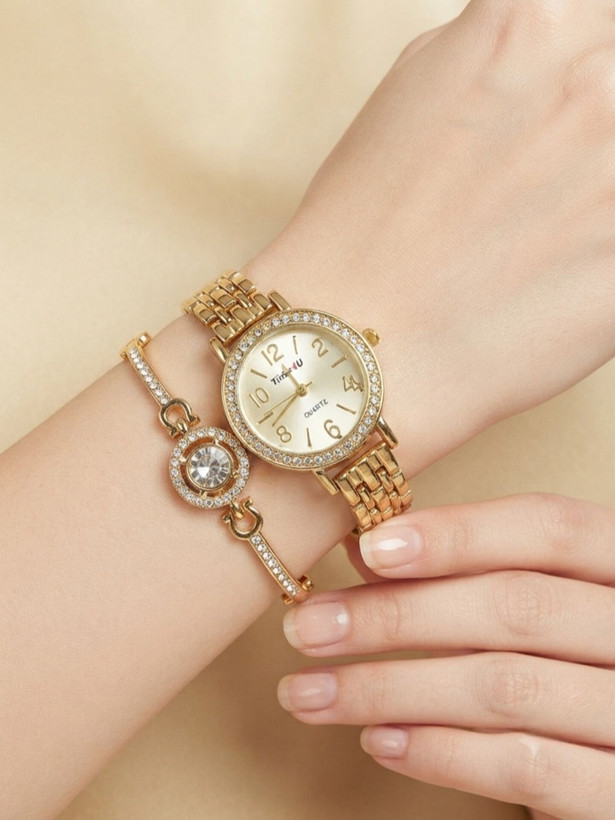 کد 2970 ساعت زنانه ست دستبندی برند TIME4U ✅ باکیفیت ( سفارشی ) ✅ ضد آب ( واشر دار ) ست دستبند طراحی خاص، زیبا ظریف قفل دستبندی موتور کوارتز 