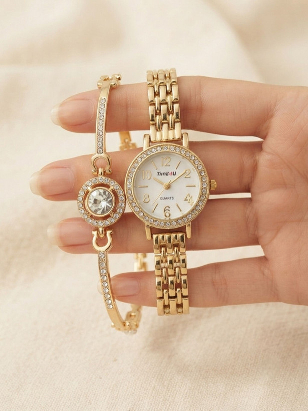 کد 2970 ساعت زنانه ست دستبندی برند TIME4U ✅ باکیفیت ( سفارشی ) ✅ ضد آب ( واشر دار ) ست دستبند طراحی خاص، زیبا ظریف قفل دستبندی موتور کوارتز 