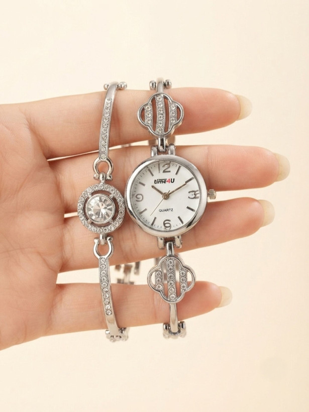 کد 2970 ساعت زنانه ست دستبندی برند TIME4U ✅ باکیفیت ( سفارشی ) ✅ ضد آب ( واشر دار ) ست دستبند طراحی خاص، زیبا ظریف قفل دستبندی موتور کوارتز 