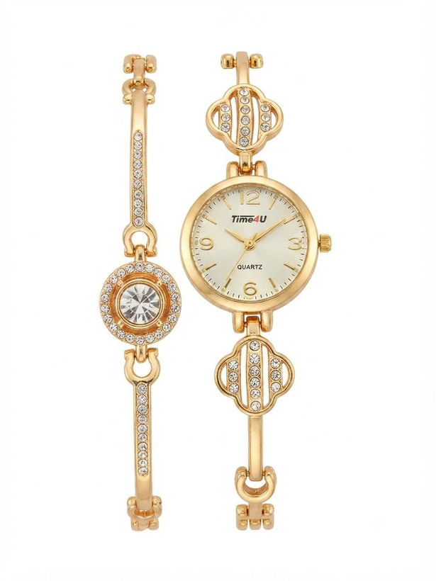 کد 2970 ساعت زنانه ست دستبندی برند TIME4U ✅ باکیفیت ( سفارشی ) ✅ ضد آب ( واشر دار ) ست دستبند طراحی خاص، زیبا ظریف قفل دستبندی موتور کوارتز 