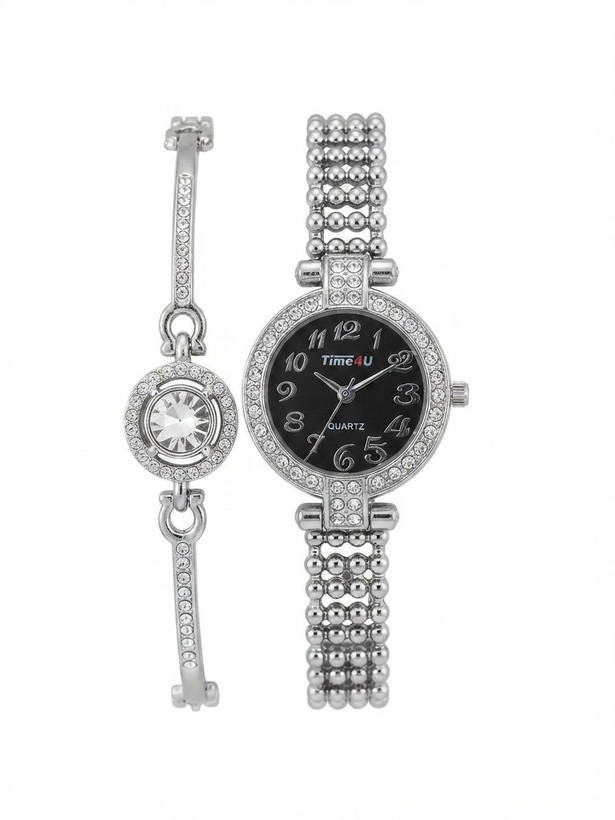 کد 2970 ساعت زنانه ست دستبندی برند TIME4U ✅ باکیفیت ( سفارشی ) ✅ ضد آب ( واشر دار ) ست دستبند طراحی خاص، زیبا ظریف قفل دستبندی موتور کوارتز 