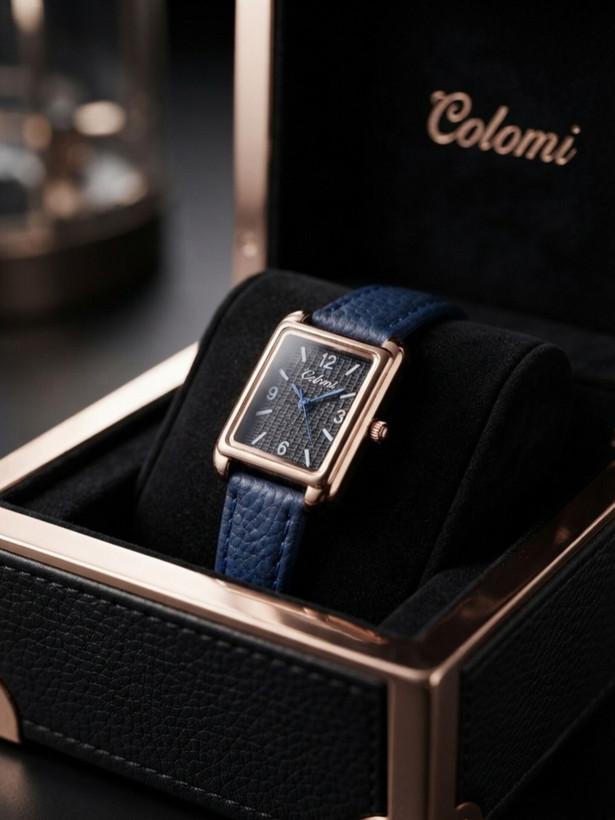 کد 2971 ساعت زنانه چرمی COLOMI طراحی خاص، زیبا ظریف قفل سگگی موتور کوارتز 