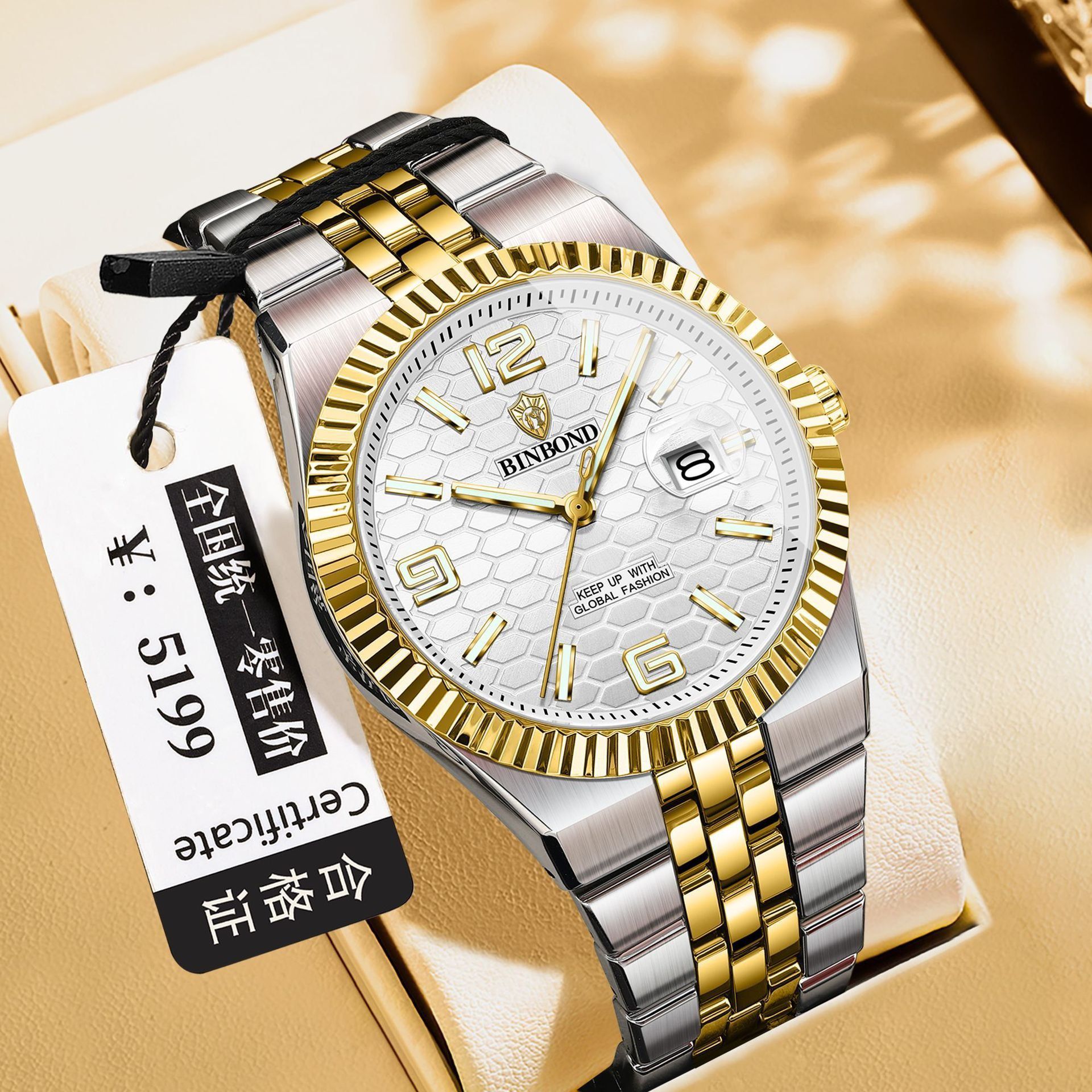 ☑️BIN BOND   《highe quality》       🔥Original watch                   ⌚️بین باند مدلی نو  مناسب آقایان   مقاوم دربرابر آب برندشرکتی اوریجینال  کارت گارانتی  دارای روز شمار  ایام هفته  بند استیل فولاد شیشه سافایر  شب نما قفل دو پروانه  موتور کوارتز