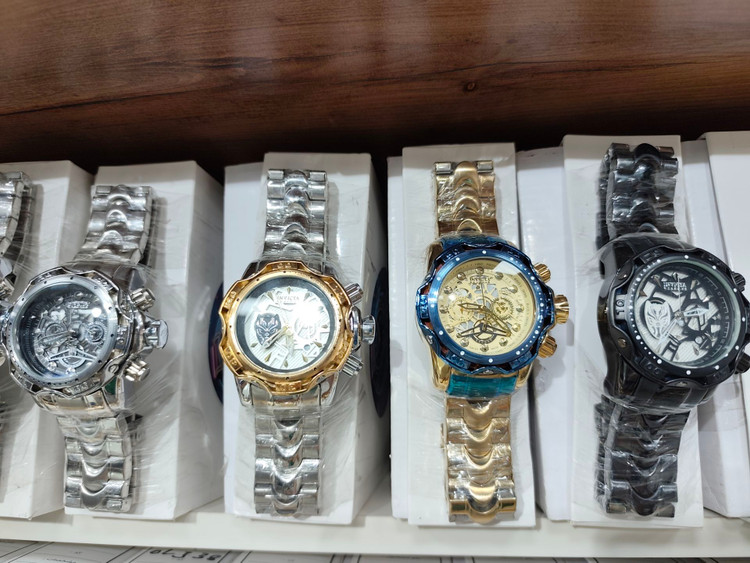 ☑️INVICTA ☆اینویکتا گودزیلا ▪︎مناسب آقایان خاص پسند موتور کوارتز صفحه اسکلتون دارای روز شمار بند استیل تاچیمتر قفل کلیپسی