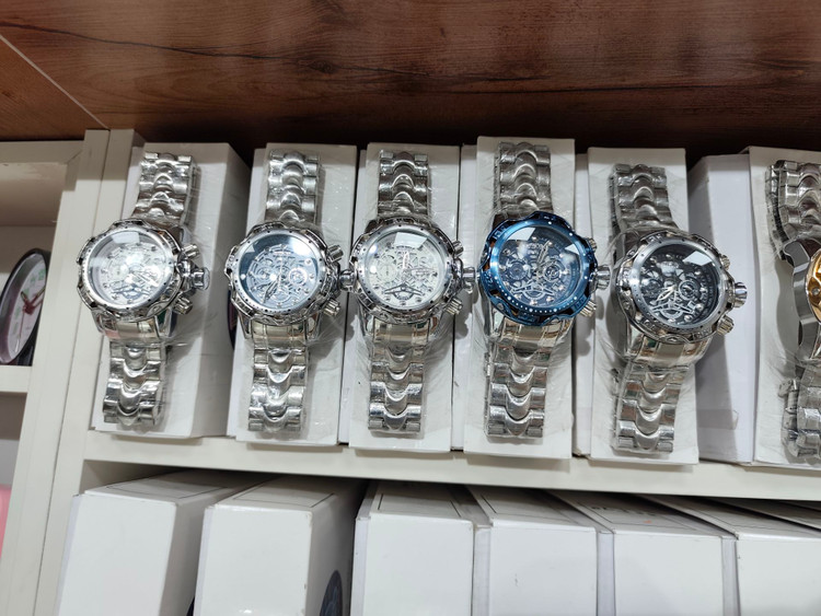 ☑️INVICTA ☆اینویکتا گودزیلا ▪︎مناسب آقایان خاص پسند موتور کوارتز صفحه اسکلتون دارای روز شمار بند استیل تاچیمتر قفل کلیپسی
